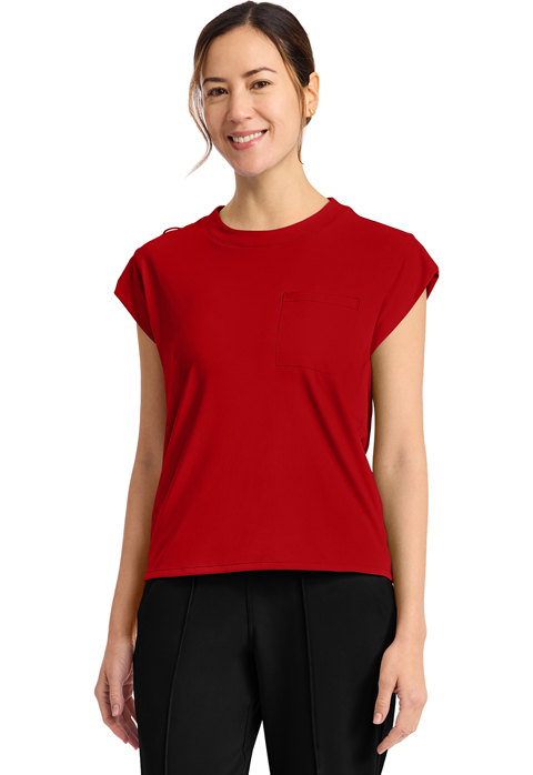 Cherokee Women's 1-Pocket Crew Neck Top