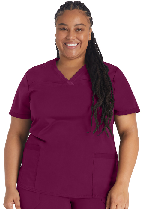 Dickies V-Neck Top With Rib Knit Panels