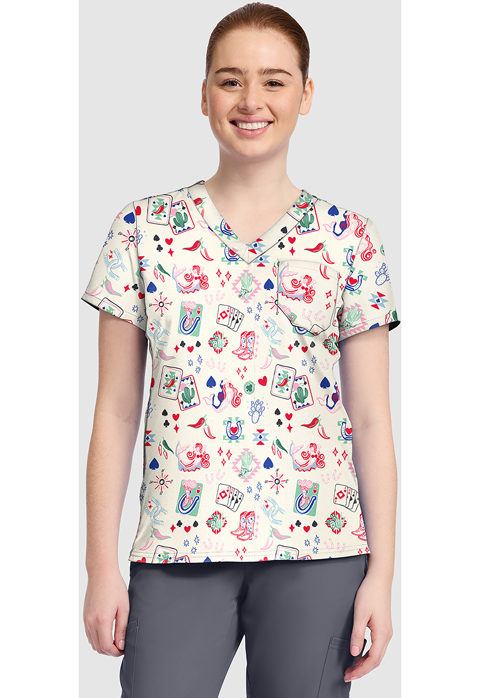 Med Couture Print V-Neck Top