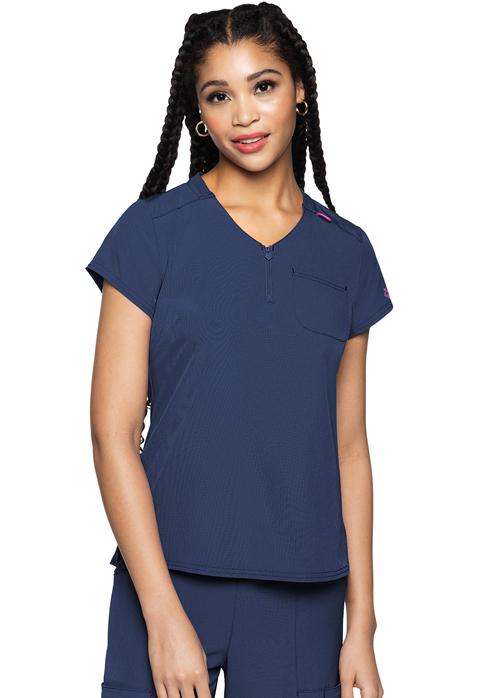 Med Couture Quarter Zip V-Neck Tuckable Top