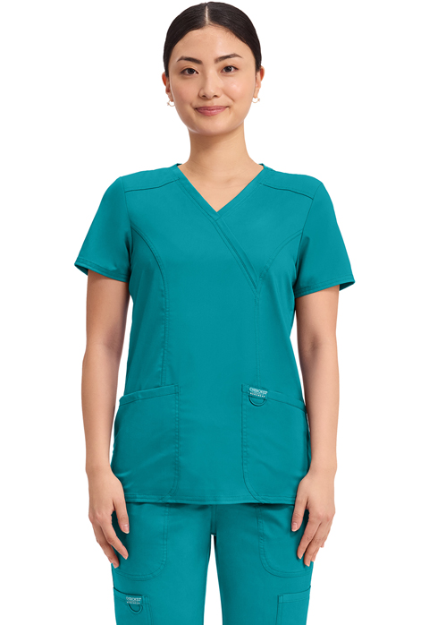 Cherokee Workwear Revolution Mock Wrap Top