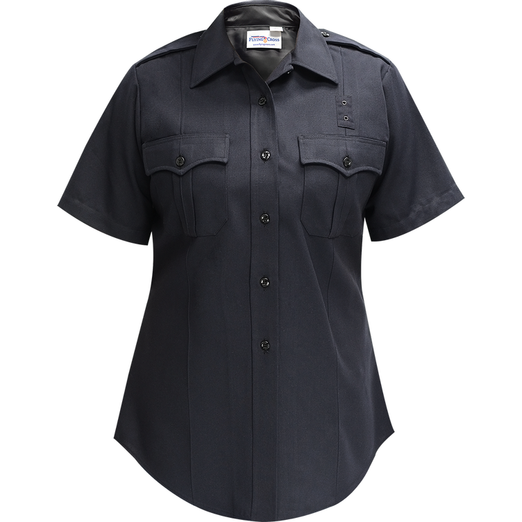 Justice Women's Short Sleeve Shirt with Traditional Collar - LAPD Navy