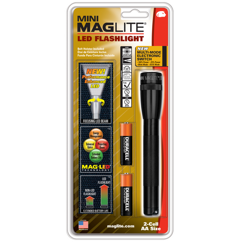 SP22 Mini Maglite 2 AA-Cell LED Flashlight with Holster
