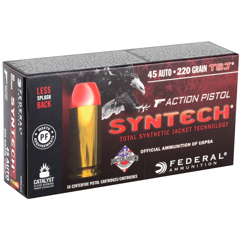 Federal Action Pistol Syntech 45 ACP AUTO Ammo 220 Grain Total Synthetic Jacket - AE45SJAP1