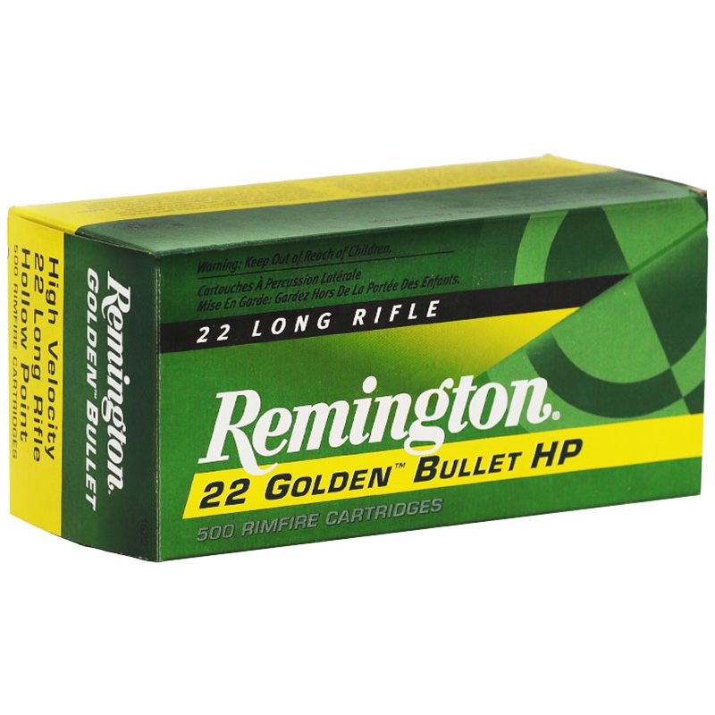 Remington Golden Bullet 22 Long Rifle Ammo 36 Grain Plated Lead Hollow Point - 1622