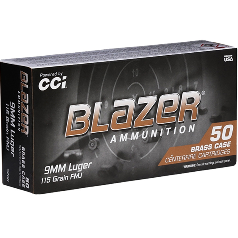CCI Blazer Brass 9mm Ammo 115 Grain Full Metal Jacket - 5200