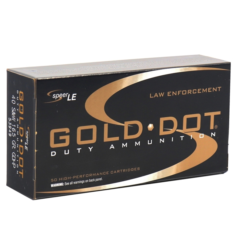Speer Gold Dot LE Duty 40 S&W Ammo 165 Grain Jacketed Hollow Point - 53949