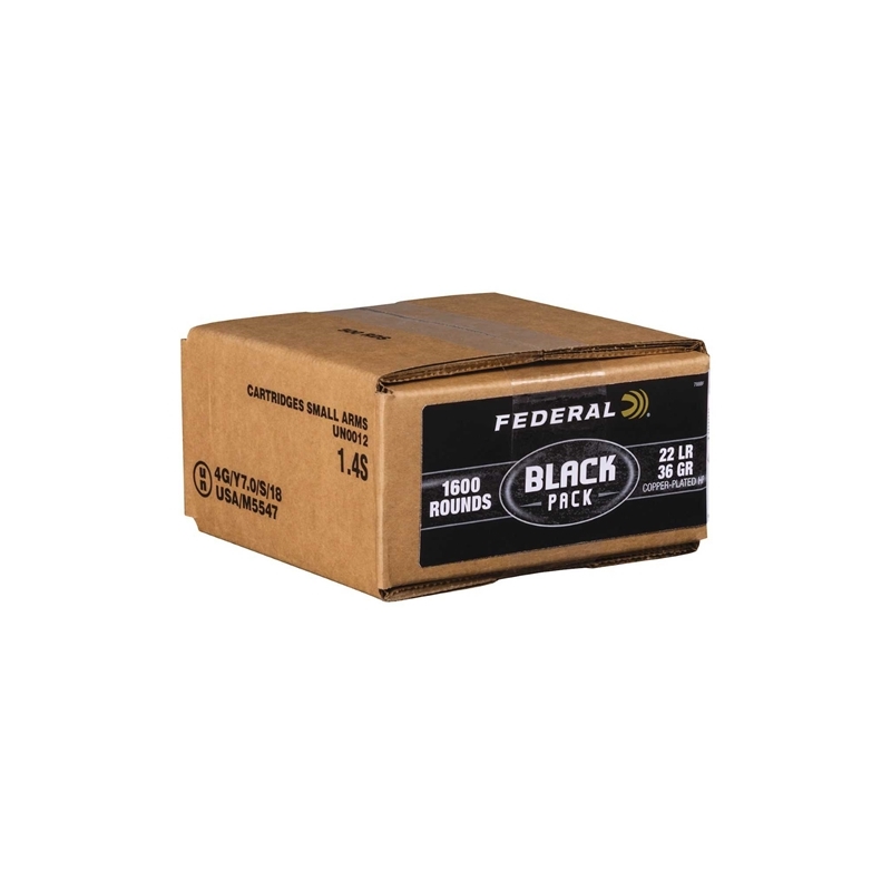 Federal Black Pack 22 Long Rifle Ammo 36 Grain Copper Plated Hollow Point - 788BF
