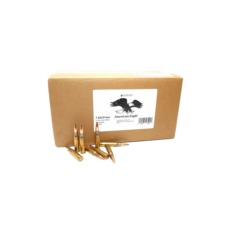 Federal American Eagle 7.62x51mm NATO M118LR Ammo 175 Grain Open Tip Match 500 Rounds - M118LRBK