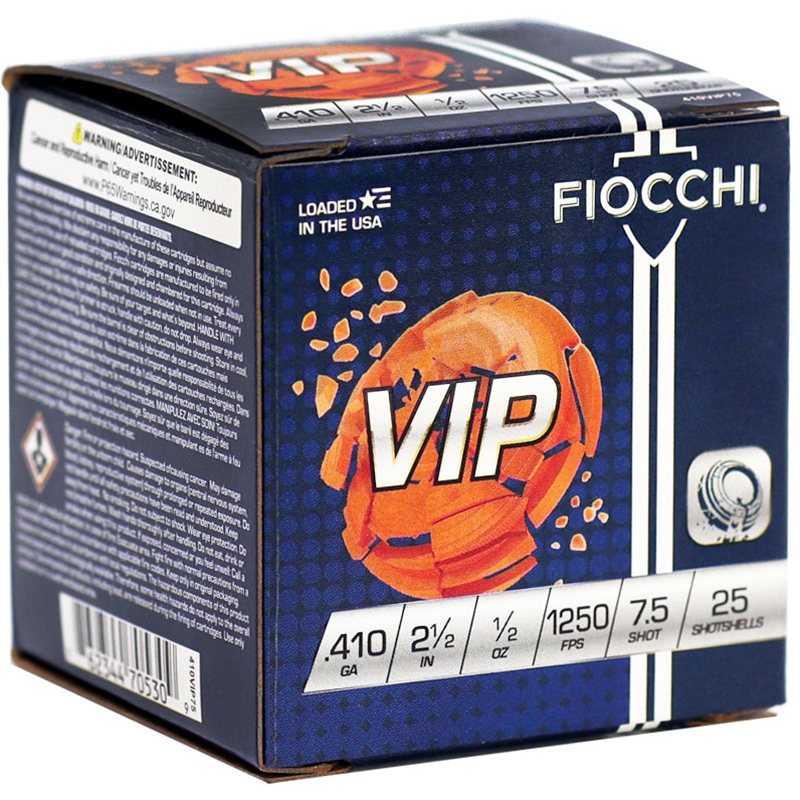 Fiocchi VIP .410 Bore Ammo 2-1/2" 1/2 oz #7.5 Lead Shot - 410VIP75