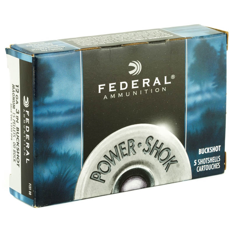 Federal Power-Shok 12 Gauge Ammo 3" 15 Pellets 00 Buffered Buckshot - F13100