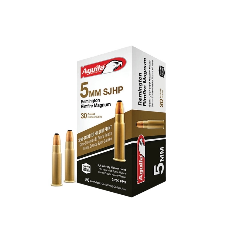 Aguila 5mm Remington Magnum Ammo 30 Grain Semi-Jacketed Hollow Point - 1B222405