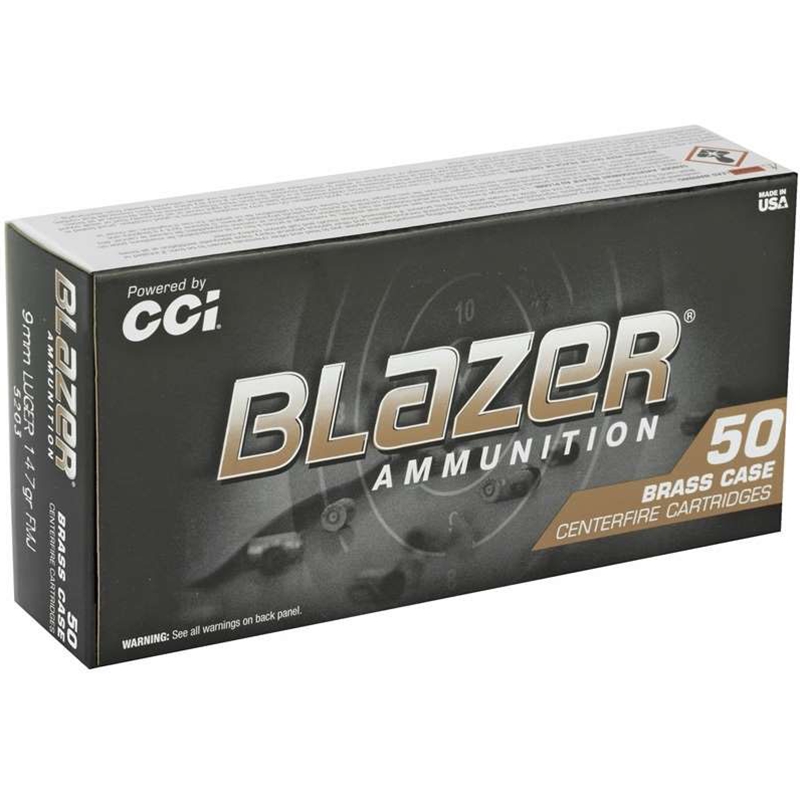CCI Blazer Brass 9mm Ammo 147 Grain Full Metal Jacket Flat Nose - 5203