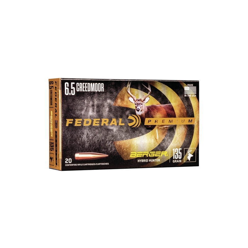 Federal Premium 6.5 Creedmoor Ammo 135 Grain Berger Hybrid Hunter - P65CRDBCH1