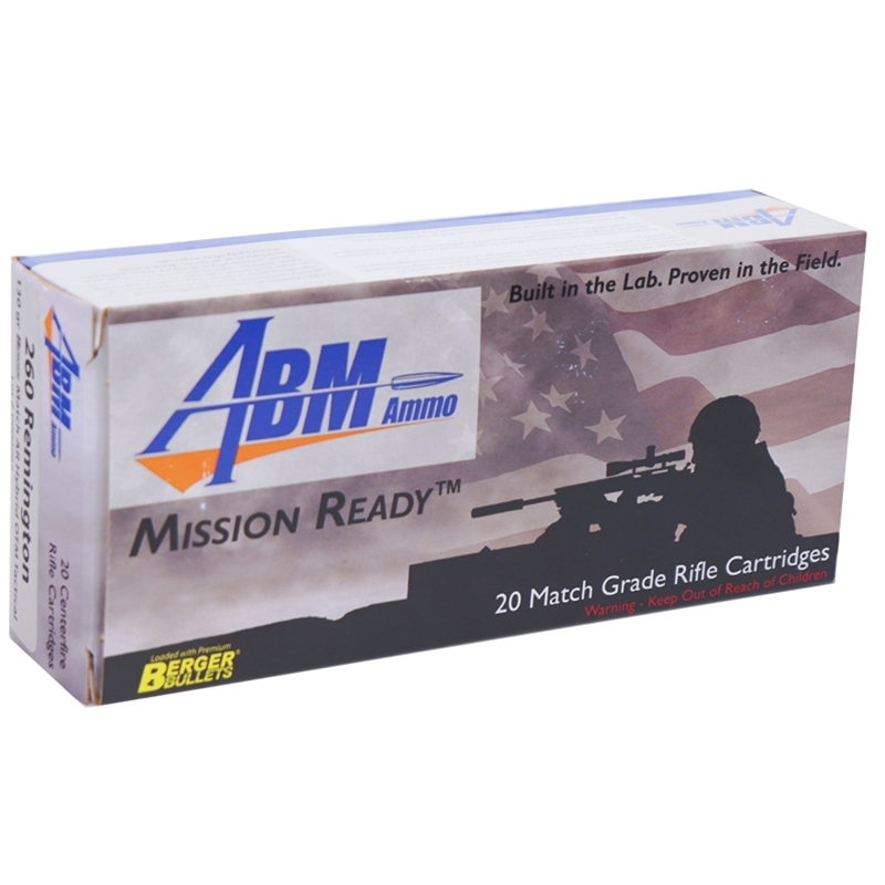 ABM Mission Ready-Tactical 260 Remington Ammo 130 Grain Berger Match Jacketed Hollow Point - 65-30020