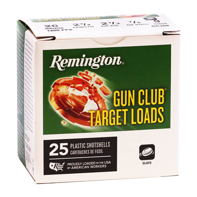Remington Gun Club Target 20 Gauge Ammo 2-3/4" 7/8 oz #9 Shot Case of 250 - GC209