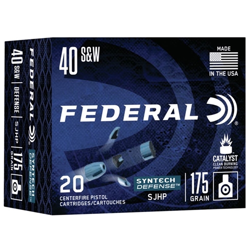 Federal Syntech Defense 40 S&W Ammo 175 Grain Segmented Hollow Point - S40SJT1