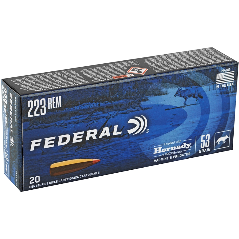 Federal Varmint & Predator 223 Ammo 53 Grain Hornady V-Max - V223VM53