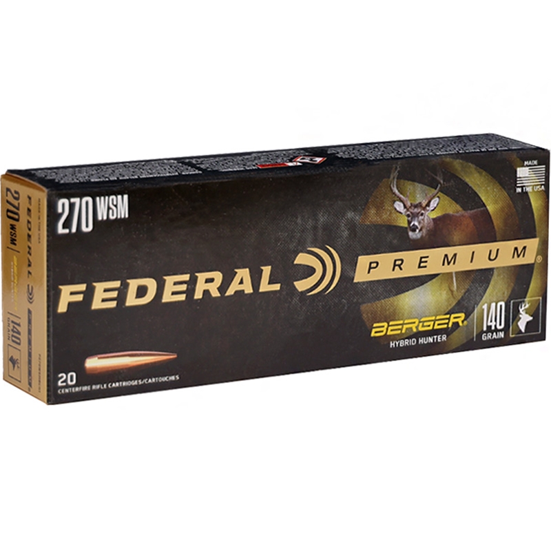   Federal Premium 270 Winchester Short Magnum Ammo 140 Grain Berger Hybrid Hunter - P270WSMBCH1