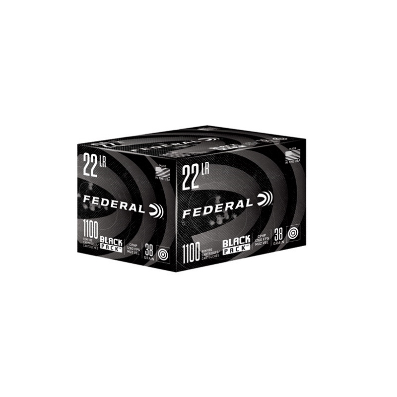 Federal Black Pack 22 Long Rifle Ammo 38 Grain Copper Plated Hollow Point - 788BF1100