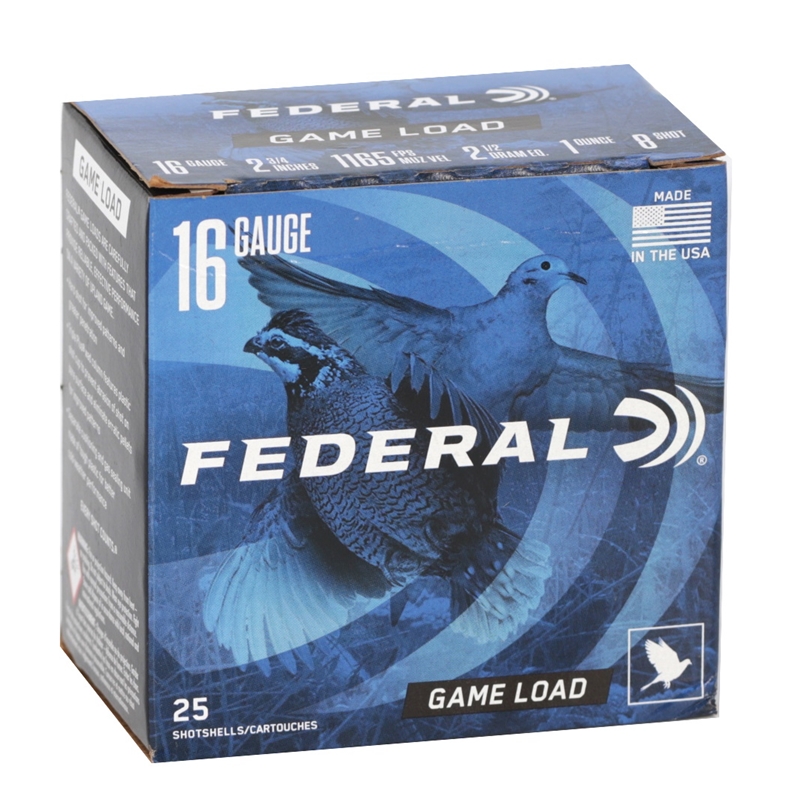 Federal Game Load Upland 16 Gauge Ammo 2-3/4" 1 oz #8 Shot - H160 8