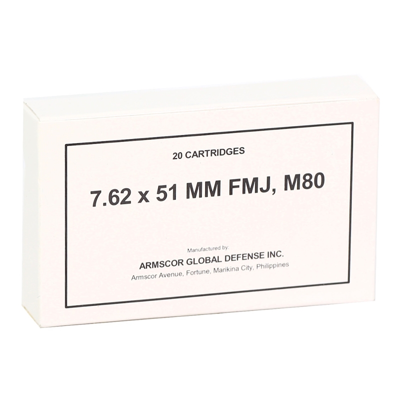 Armscor 7.62x51mm M80 Ammo 147 Grain Full Metal Jacket - 50203