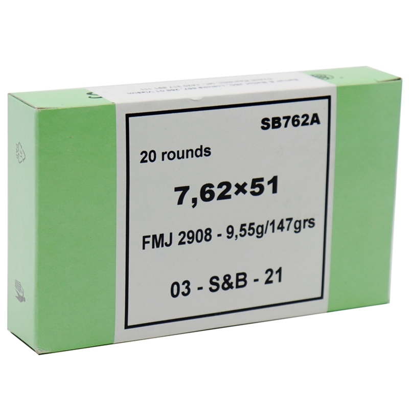 Sellier & Bellot Tactical 7.62x51mm Ammo 147 Grain Full Metal Jacket - SB762A