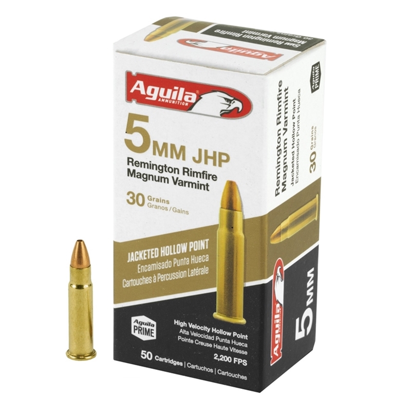 Aguila 5mm Remington Rimfire Magnum Ammo 30 Grain Jacketed Hollow Point – 1B222406