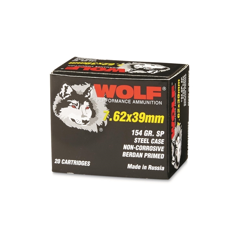Wolf Performance 7.62x39mm Ammo 154 Grain Soft Point - 762SP