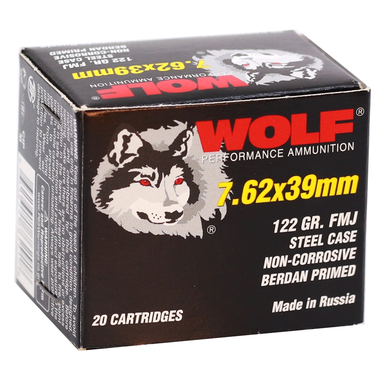 Wolf Performance 7.62x39mm Ammo 122 Grain Full Metal Jacket - 762WFMJ