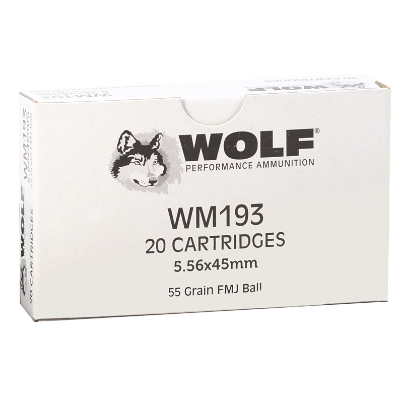 Wolf 5.56x45mm NATO Ammo 55 Grain Full Metal Jacket - WM193
