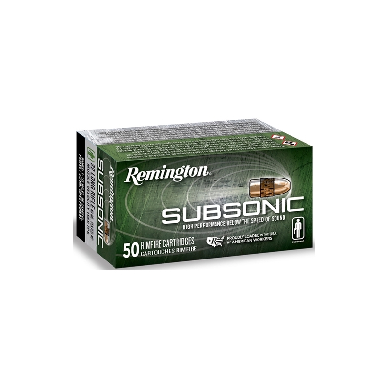 Remington Subsonic 22 Long Rifle Ammo 40 Grain Copper Plated Low Velocity Hollow Point - S22HPA
