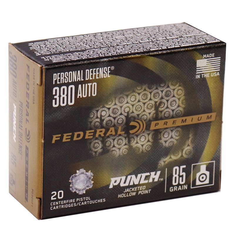 Federal Ammo Punch 380 ACP Auto 85 Grain Jacketed Hollow Point - PD380P1