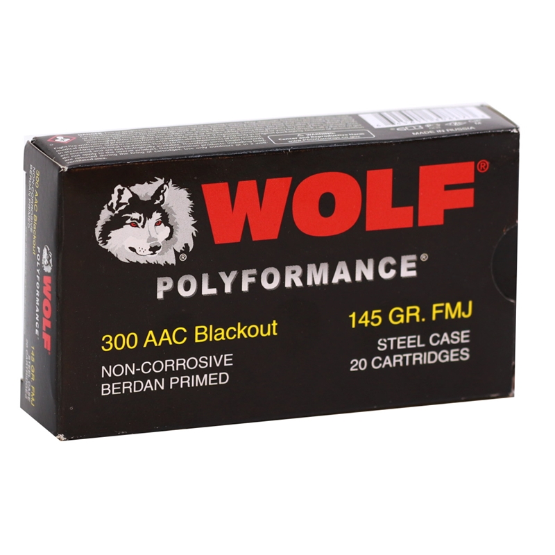 Wolf Polyformance 300 AAC Blackout Ammo 145 Grain Full Metal Jacket - 300BLKFMJ1