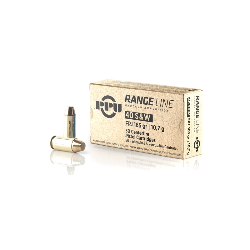 Prvi Partizan Range Line 40 S&W Ammo 165 Grain Flat Point Jacket - PPR40