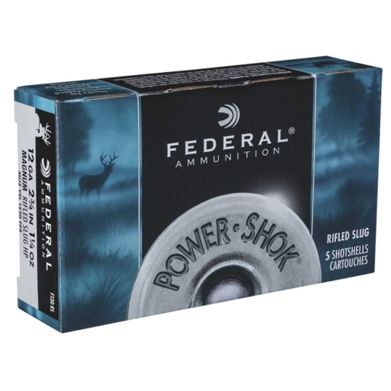 Federal Power-Shok 12 Gauge Ammo 2-3/4" 1-1/4oz. Rifled Hollow Point Slug - F130RS