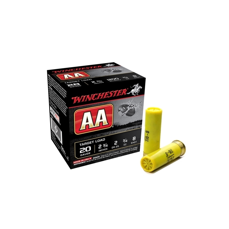 Winchester AA Target Loads 20 Gauge Ammo 2 3/4" 7/8oz. #8 Shot 