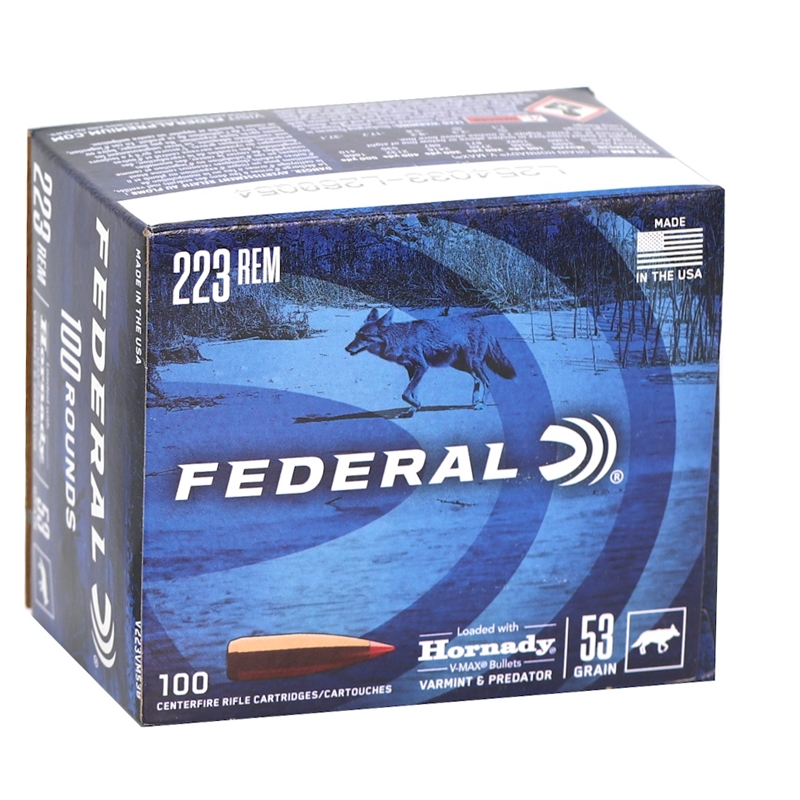 Federal Varmint & Predator 223 Ammo 53 Grain Hornady V-Max - V223VM53B