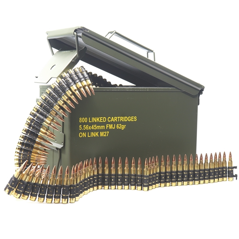 Magtech 5.56x45mm NATO Ammo 62 Grain Full Metal Jacket 800 Linked Rounds in Ammo Can - 556B-LINKED