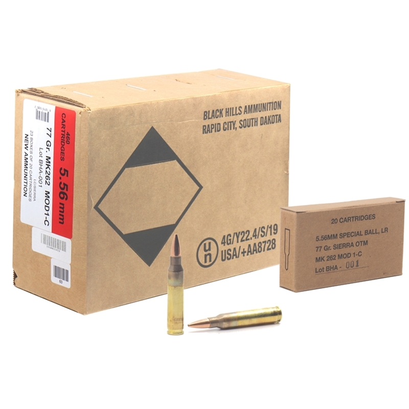 Black Hills 5.56mm NATO MK262 Mod 1-C Ammo 77 Grain Open Tip Match - MP460556N9