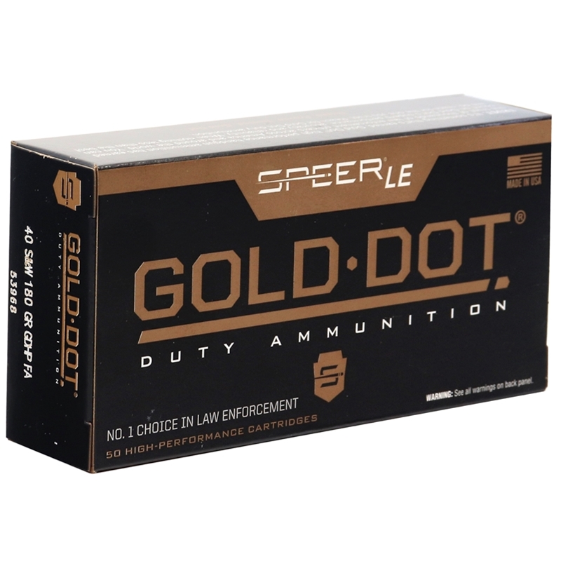 Speer Gold Dot LE Duty 40 S&W Ammo 180 Grain Jacketed Hollow Point - 53968