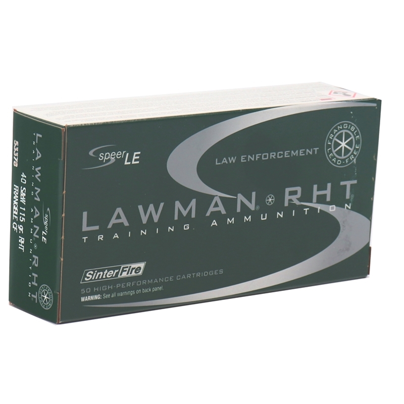 Speer Lawman Training 40 S&W Ammo 115 Grain Reduced Hazard Training Frangible Clean Fire – 53378