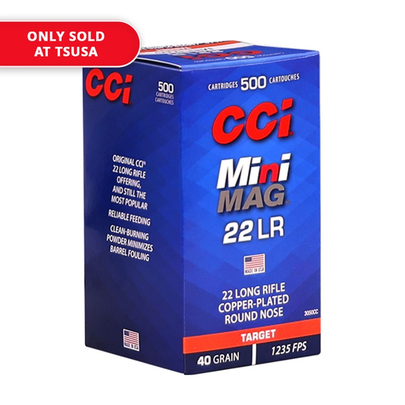 CCI Mini-Mag 22 Long Rifle Ammo 40 Grain Copper Plated Round Nose - 3050CC