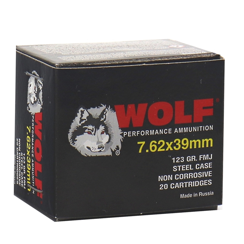 Wolf Performance 7.62x39mm Ammo 123 Grain Full Metal Jacket 1000 Rounds - 762WPFMJ