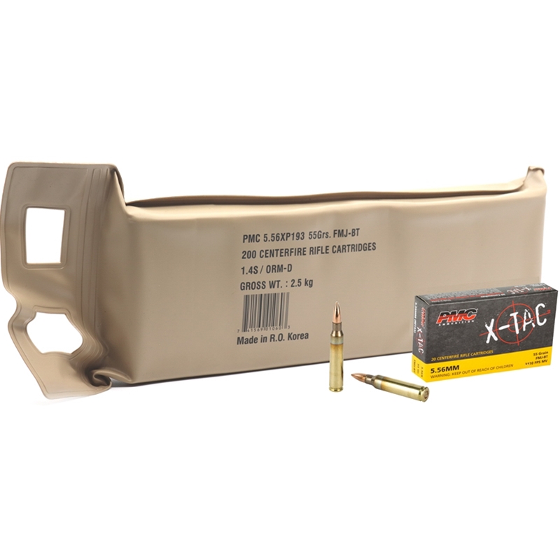 PMC X-Tac 5.56x45mm Ammo 55 Grain Full Metal Jacket Boat Tail - 556XBP