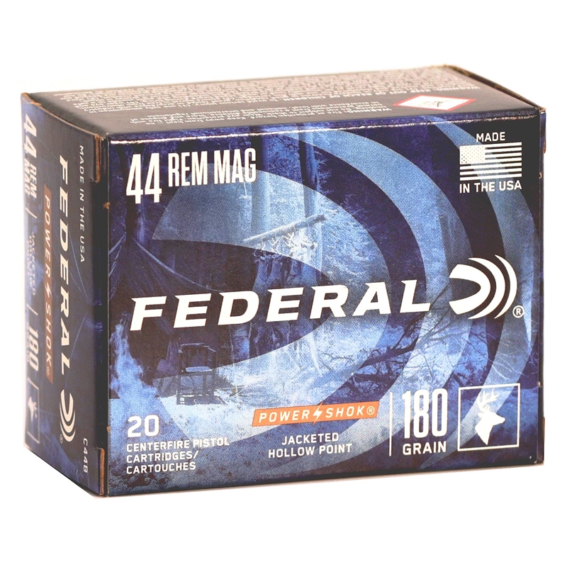 Federal Power-Shok 44 Remington Magnum Ammo 180 Grain Jacketed Hollow Point - C44B