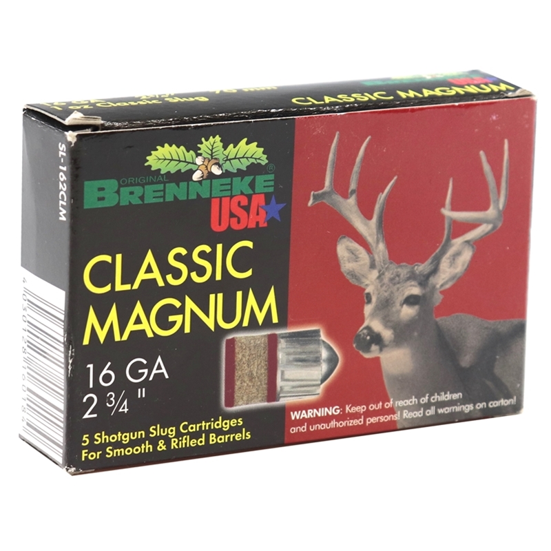 Brenneke USA Classic Magnum 16 Gauge Ammo 2 3/4“ 1 oz Lead Rifled Slug - SL-162CLM
