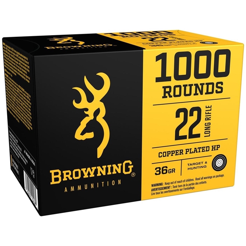 Browning BPR 22 Long Rifle Ammo 36 Grain Copper Plated Hollow Point - B194122000