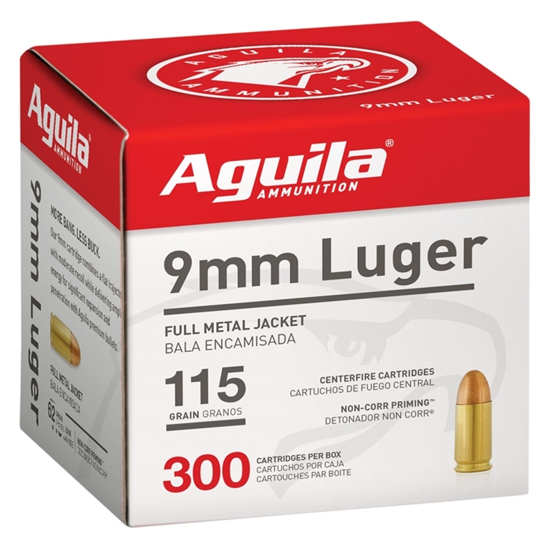 Aguila 9mm Ammo 115 Grain Full Metal Jacket 300 Round Box- 1E097700