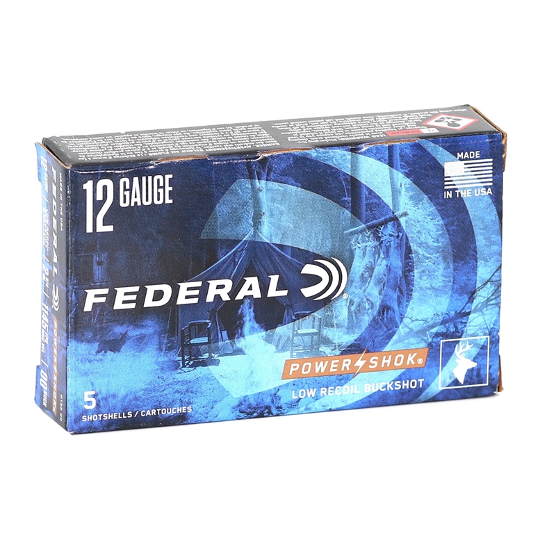 Federal Power-Shok 12 Gauge Ammo 2 3/4" Buffered 00 Buckshot 9 Pellets - H132 00